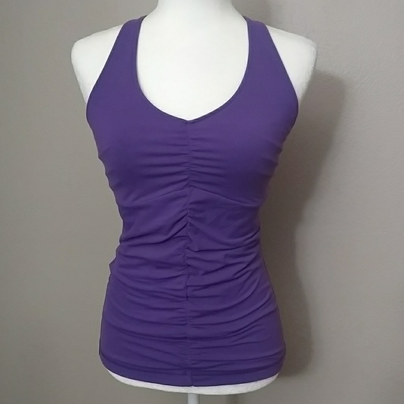 Lucy Tops - Lucy Purple Rouched Front Lined Racerback Tank - M